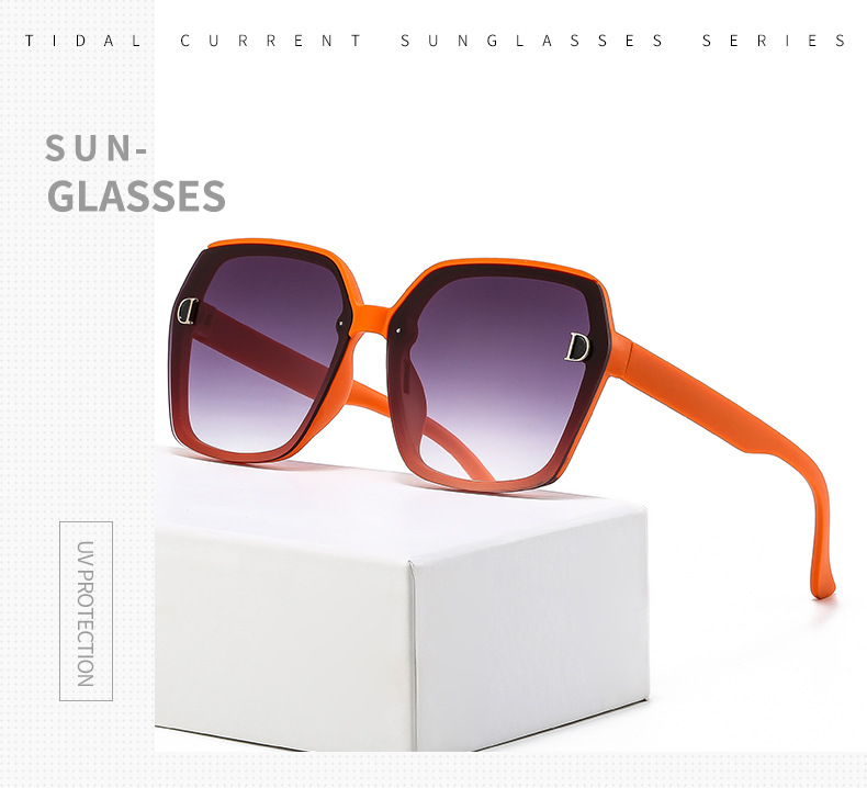 2022時尚方形太陽鏡新款D家小紅書同款遮陽墨鏡個性潮流眼鏡批發