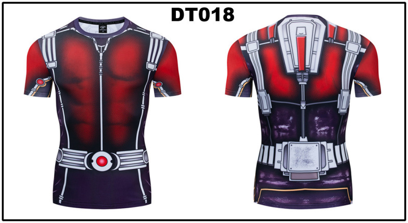貿易アマゾンメンズアベンジャーズマーベルDC同服スポーツフィットネスストレッチ半袖Tシャツ|undefined