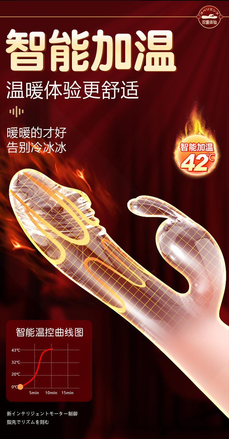 Jiuai AV Vibrator for Women, Silicone Rechargeable or Battery Telescopic Heating Massager — detail image 3