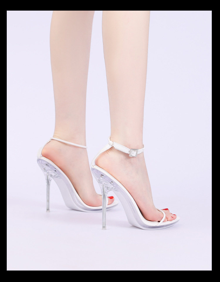 Sandal cao gót nữ 12 cm quai ngang mảnh phong cách thanh lịch — Màu be, Màu bạc, Màu trắng, Màu tím chi tiết 10