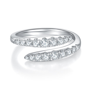 Cross-border Independent Station Hot Selling Ins Style Double Row Opening Mosan Diamond Wedding Ring Women's Silver Gold Plated Diamond Ring All-match