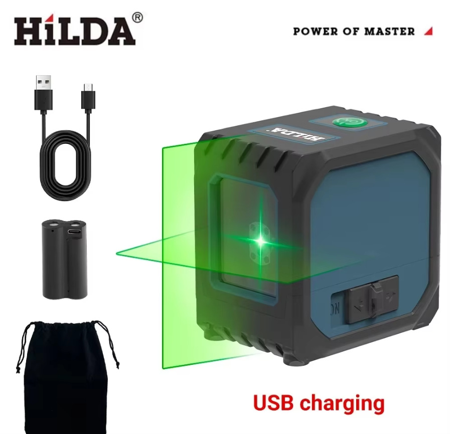 Nuevo Nivel Láser con Batería de Litio, Medidor de Nivel de Luz Potente, Proyector de Línea Láser Recargable para Exteriores, Autonivelante