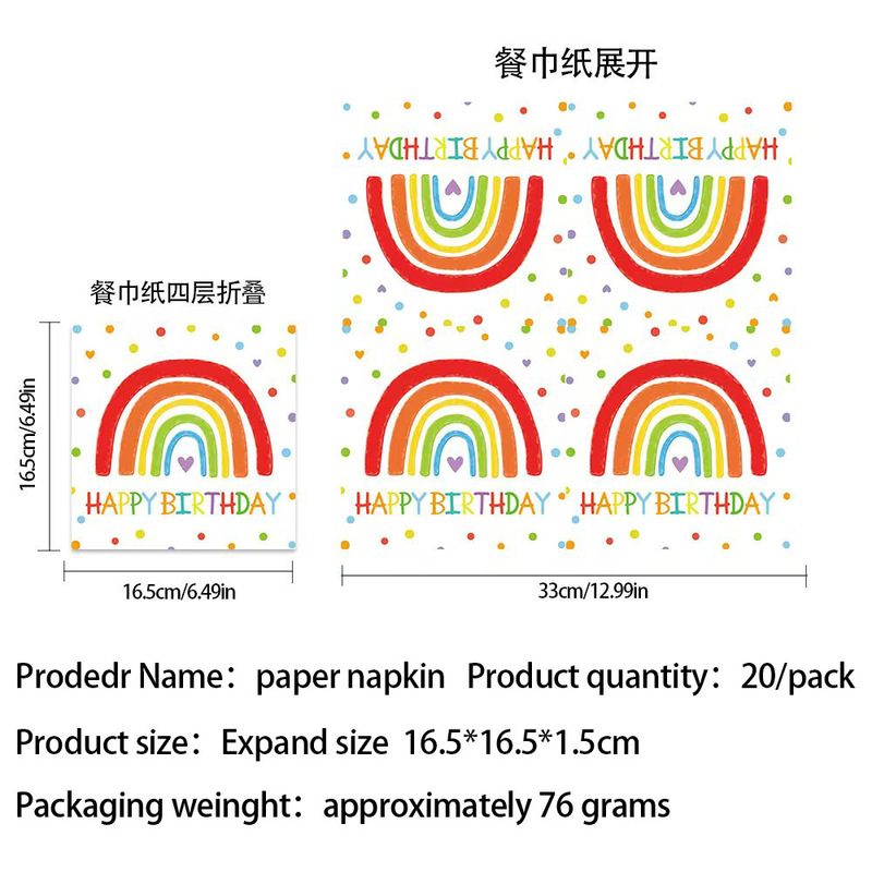 现货彩虹生日派对布置用品儿童节日聚会下午茶纸制品餐具套装批发|undefined