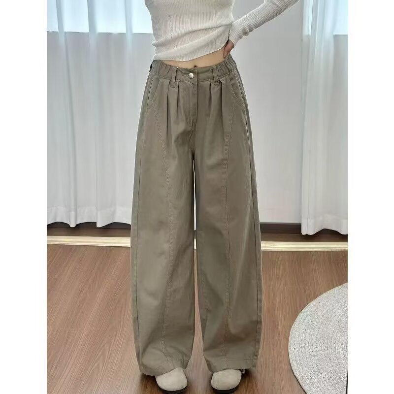 American Retro Khaki Vintage-Style Jeans for Women, Summer Slim-Fit Versatile Loose Wide-Leg Pants American Retro Khaki Vintage-Style Jeans for Women, Summer Slim-Fit Versatile Loose Wide-Leg Pants