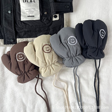 25新款韩系儿童挂脖手套男童女童户外玩雪防水防寒夹棉连指包套潮