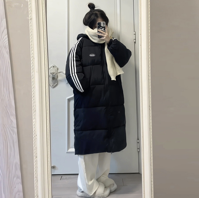 Ropa de algodón suelta de mujer larga y media, estilo académico, chaqueta de pan gruesa, pareja, moda casual coreana