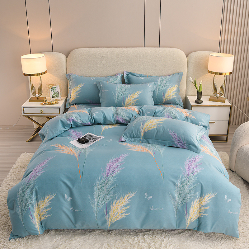 Cotton four-piece set four seasons universal bed home quilt cover student three-piece cotton thickened brushed four-piece set