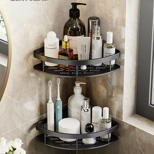 Bathroom rack space aluminum corner rack punch-free tripod kitchen storage bathroom wall toilet shelf