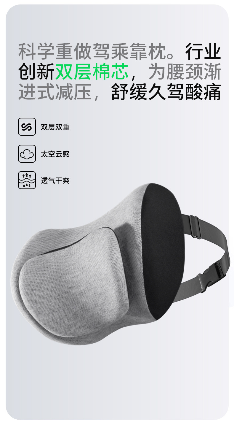 Double-Layer Waist Support Seat Back Cushion Lumbar Support Massage Lumbar Cushion Memory Foam Sedentary Artifact Car Cushion Heated Lumbar Support