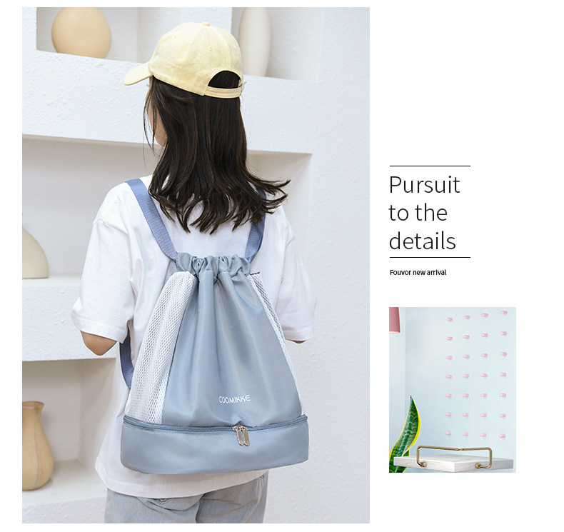 Waterproof Solid Color Casual Travel Drawstring Backpack display picture 13