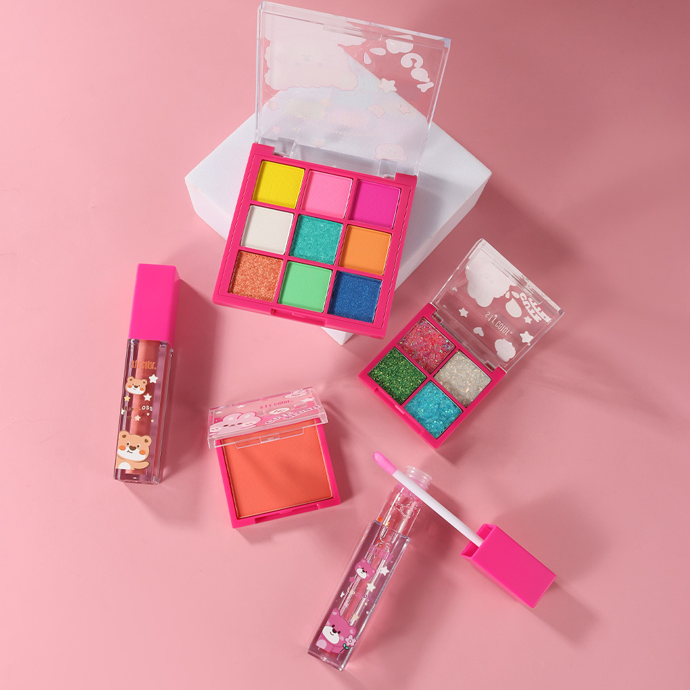 s.f.r color transfronterizo solo para la fábrica mayorista principiante adolescente maquillaje desnudo adorable oso caja de regalo set de maquillaje
