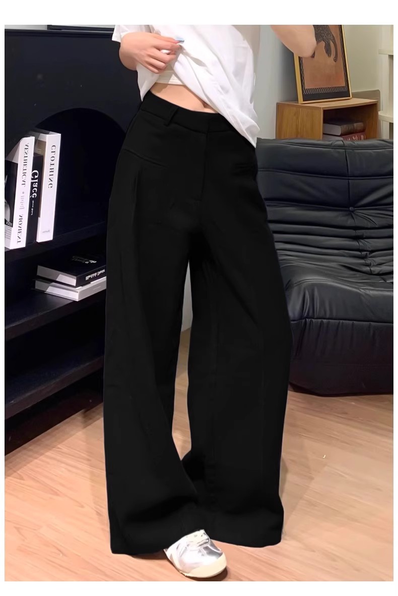 Quần culottes nữ ống rộng cạp cao vải linen phối tơ — Xanh sẫm chi tiết 20