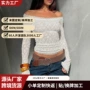 跨境修身喇叭袖显瘦上衣
