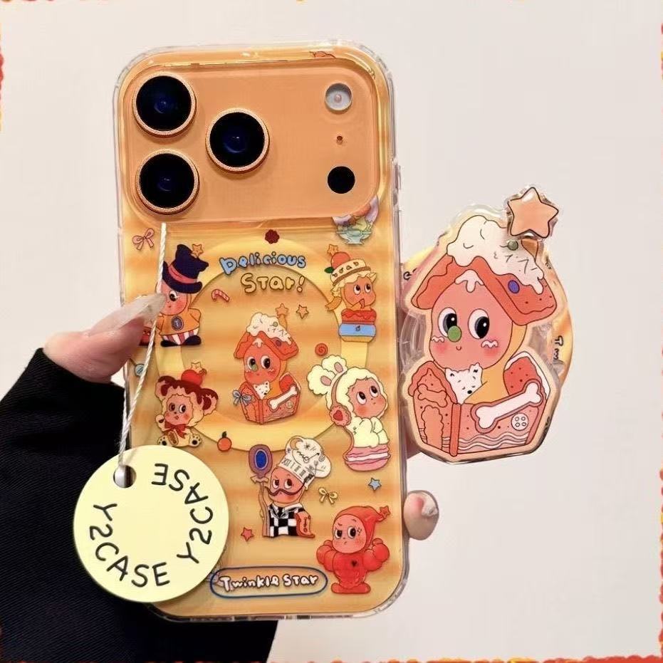 Cute and Super Cute Star Man Magnetic Suction Suitable for Iphone17Promax Mobile Phone Case Apple 16 Rotating Stand