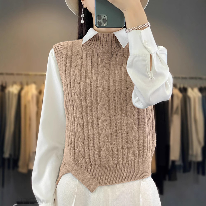 Wholesale 2025 Spring and Autumn New Women's Irregular Shape Sleeveless Loose Andy Velvet Knitted Vest Vest
