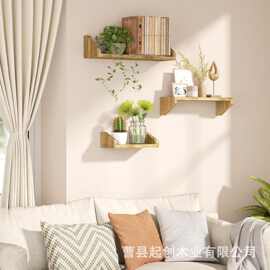 复古木制置物架家用客厅装饰实木收纳架壁挂式多层木制墙上展示架