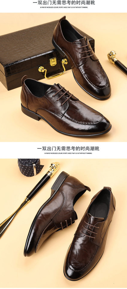 Giày da nam buộc dây kiểu Anh công sở, da bò lớp một, đế mềm, gót thấp 1–3 cm — màu nâu, màu đen chi tiết 19