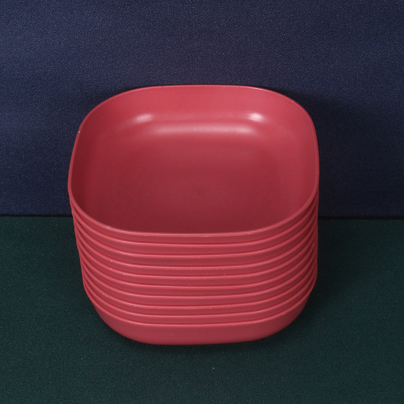Plato Cuadrado Hondo para Huesos de 15 cm Set de 10 de Paja de Trigo y PP, Apto para Microondas, para Restaurante image 9