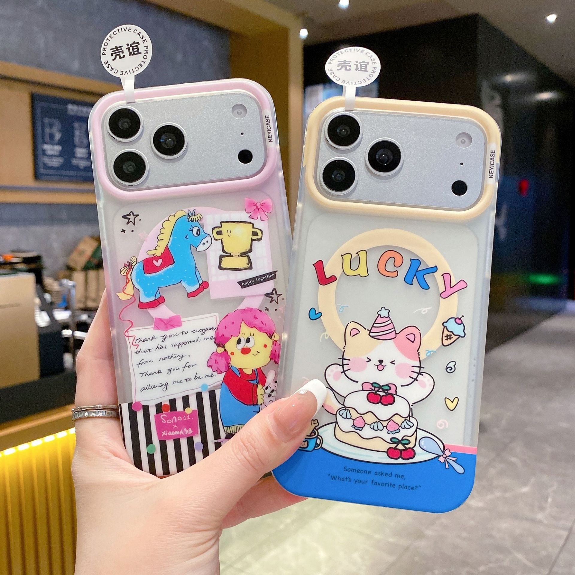 Funda para teléfono con diseño de gato KT, tacto de piel, compatible con Apple 17 Pro Max, iPhone 16, modelo popular, magnética 15P, estilo coreano 14/13