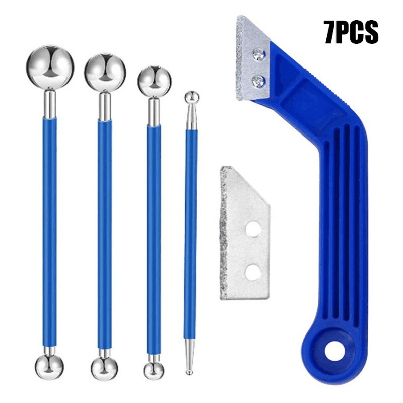 7件套金属填缝球钢球瓷砖密封工具灌浆锯刮板和金刚石表面刀片