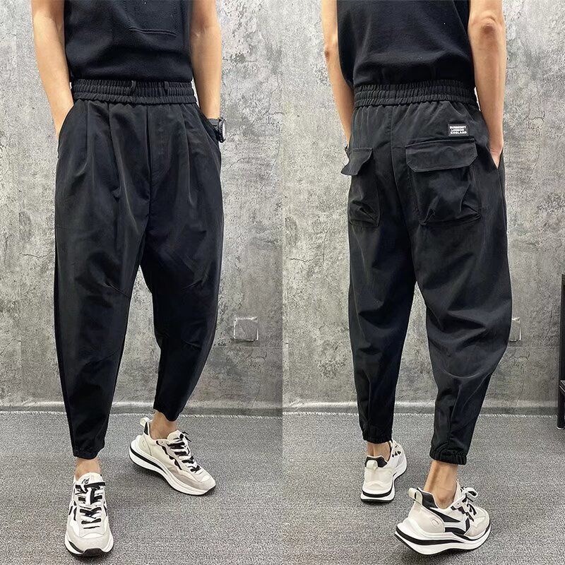 Trendy New Casual Pants for Men, Loose Harem Pants, Student Style, Cuffed Cropped Pants, Popular Wide-Leg Tapered Pants, Versatile