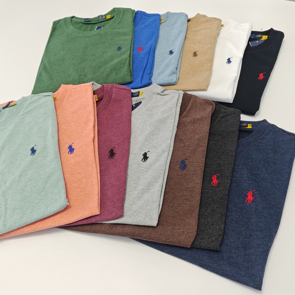 Cross-border Cotton Rib Neck Men's Classic Embroidered Basic Round Neck Short-sleeved T-shirt Men