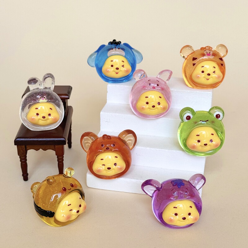 透色动物维尼噗噗 盲袋萌粒diy饰品挂件钥匙扣桌面小摆件树脂配件|undefined