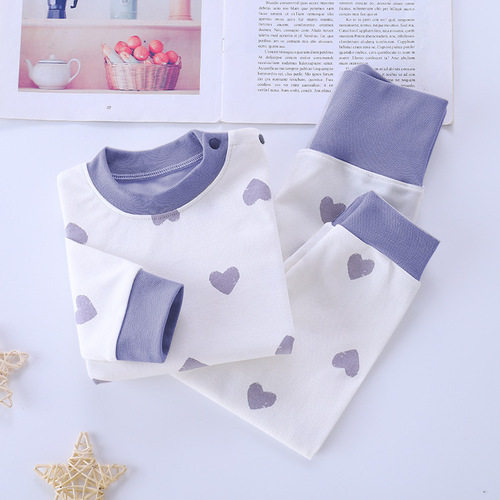 Baby clothes, high waist, belly protection, autumn and winter baby home clothes, pajamas set, bottoming thermal underwear two-piece set