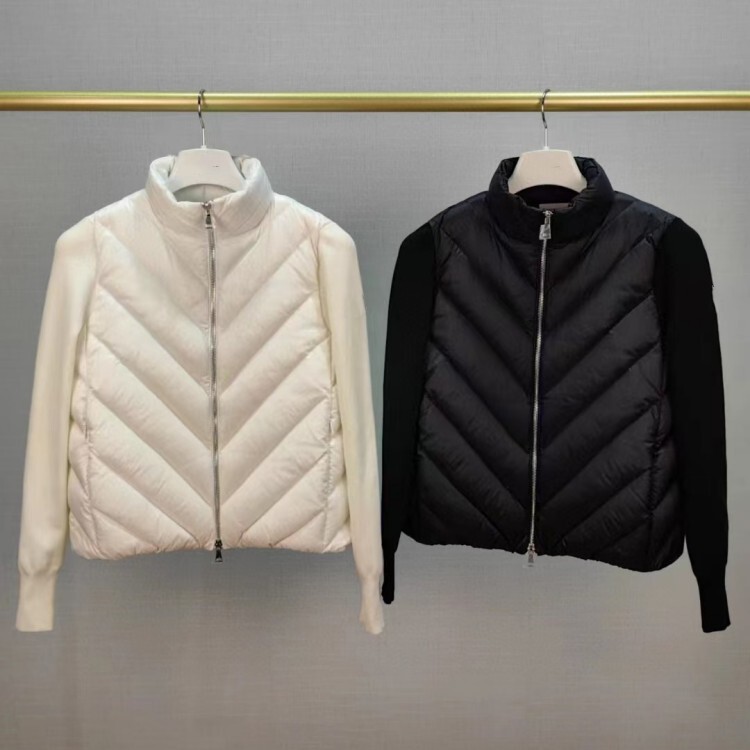 M Brand High Version Autumn and Winter New down Jacket Lightweight Long-Sleeve Wool Sleeve Casual Age-Reducing Versatile Hooded V