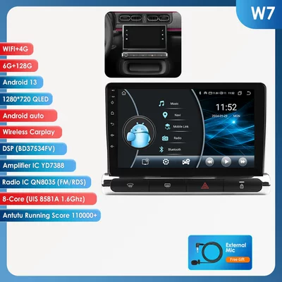 DVD Navigation screen car reversing image navigator - 6128g-wifi4g-lte-version-8581a-carplay-eight-cores-9inch-suitable-for-17-23-citroen-c3-high-configuration