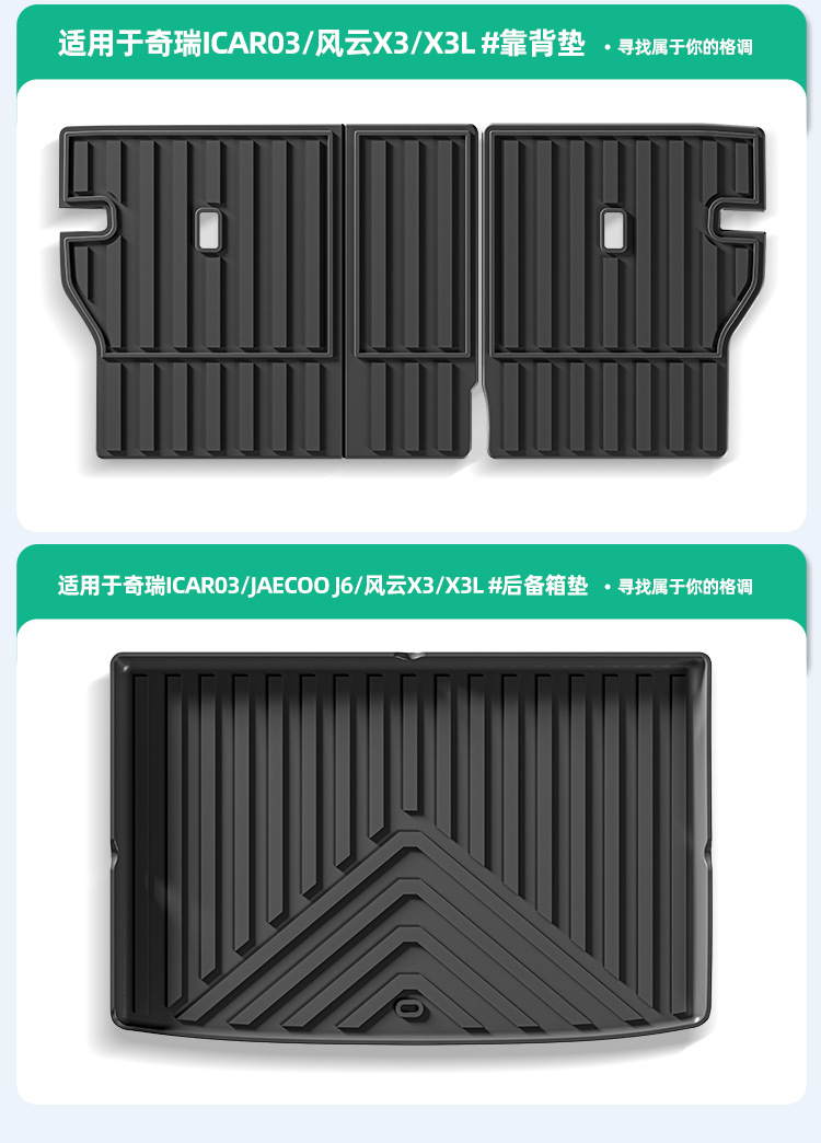 Suitable for 24 Models of Chery Icar03/Jaecoo J6 Car Floor Mats, Left and Right Steering Wheel Tpe Floor Mats, Trunk Mats