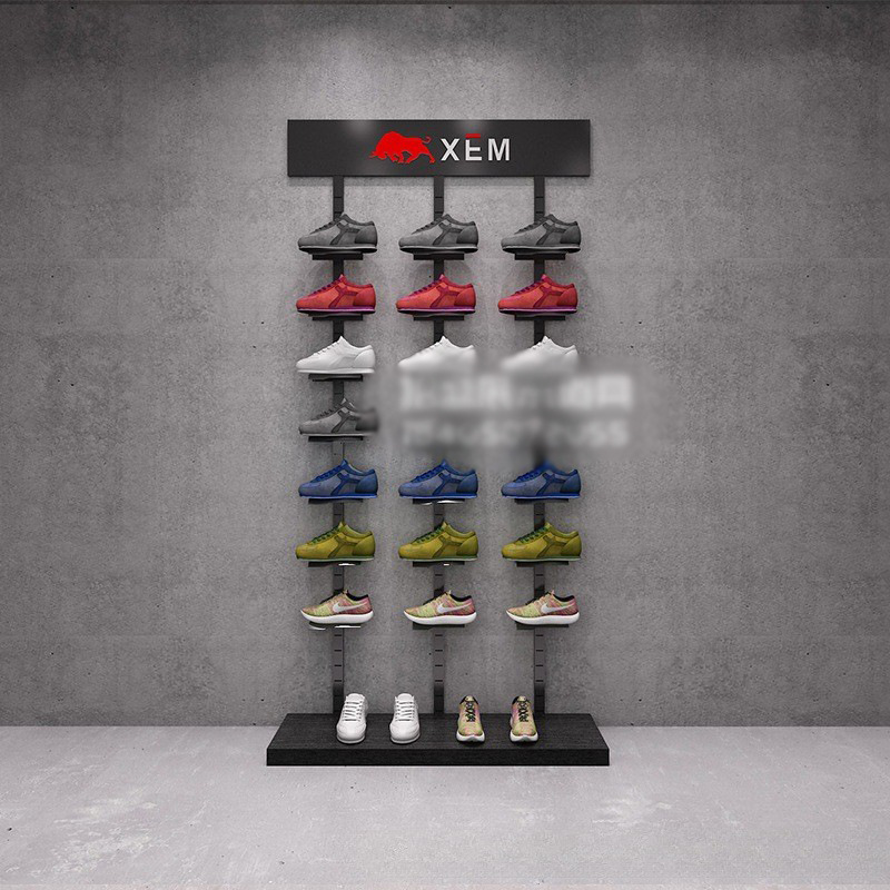 Tienda de ropa estante de exhibición gabinete de exhibición de pared Zapatero tienda de zapatilla de deporte estante centro comercial tienda de zapatos estante de zapatos