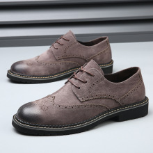 春秋季布洛克男鞋子真皮商务正装鞋男韩版英伦复古尖头皮鞋子潮流