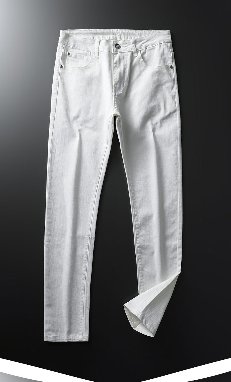 Men's High Quality Non fading and Non pilling Elastic Silk Cotton Jeans Men's Autumn Comfortable Slim Fit Small Feet_voghion.com