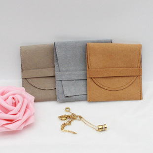 Factory new double deerskin velvet flap flannel bag necklace jewelry envelope bag flannel flap jewelry bag