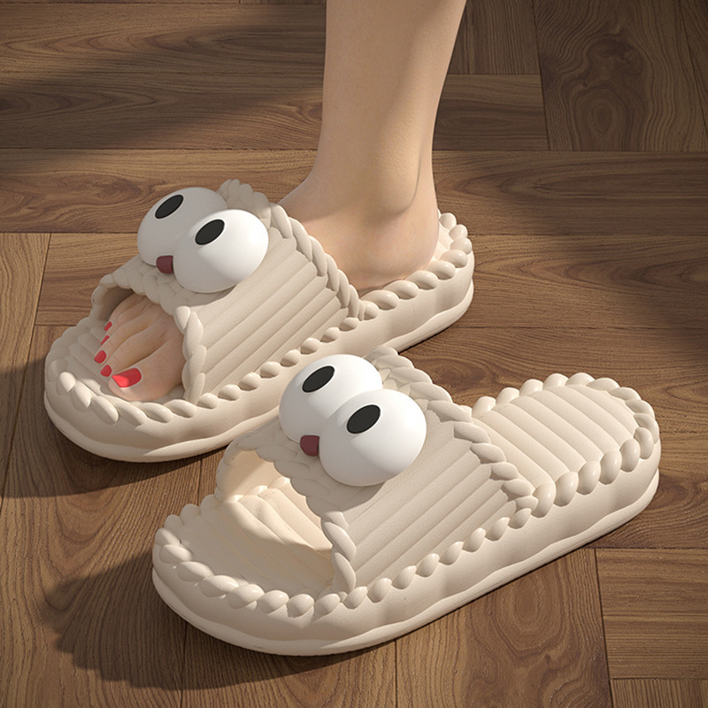 Slip-on Slippers for Women Summer Home Indoor Thick-soled Household Bathroom Non-slip Mute Couple Sandals and Slippers for Men