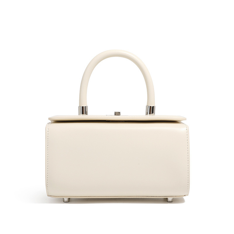 Women's Cowhide Small Square Handbag, 2025 Spring/Summer Minimalist Doctor Box Bag - Thumbnail 5