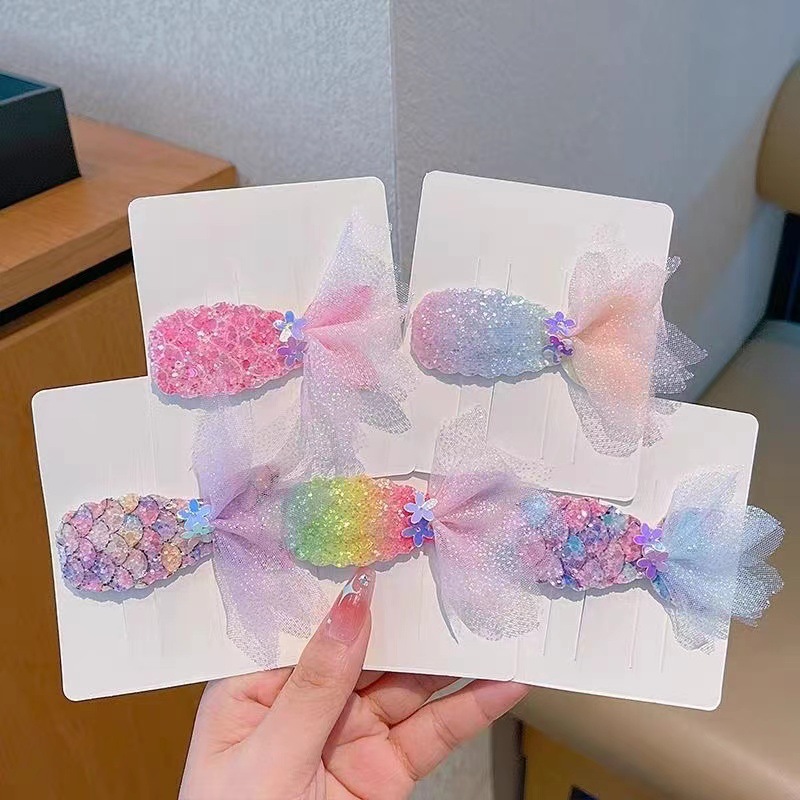 Mermaid Tail Sequin Hairpin for Girls, Bangs and Stray Hair Bb Clip, Little Girl Princess Back-Of-Head Hair Clip, Children's Hair Accessory