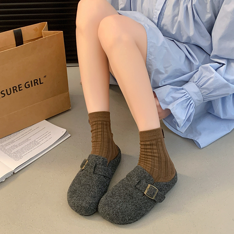 厚い底のベーケンの靴の女性の頭の半分のスリッパは2025新型の春と秋の女性の靴を履いています。|undefined