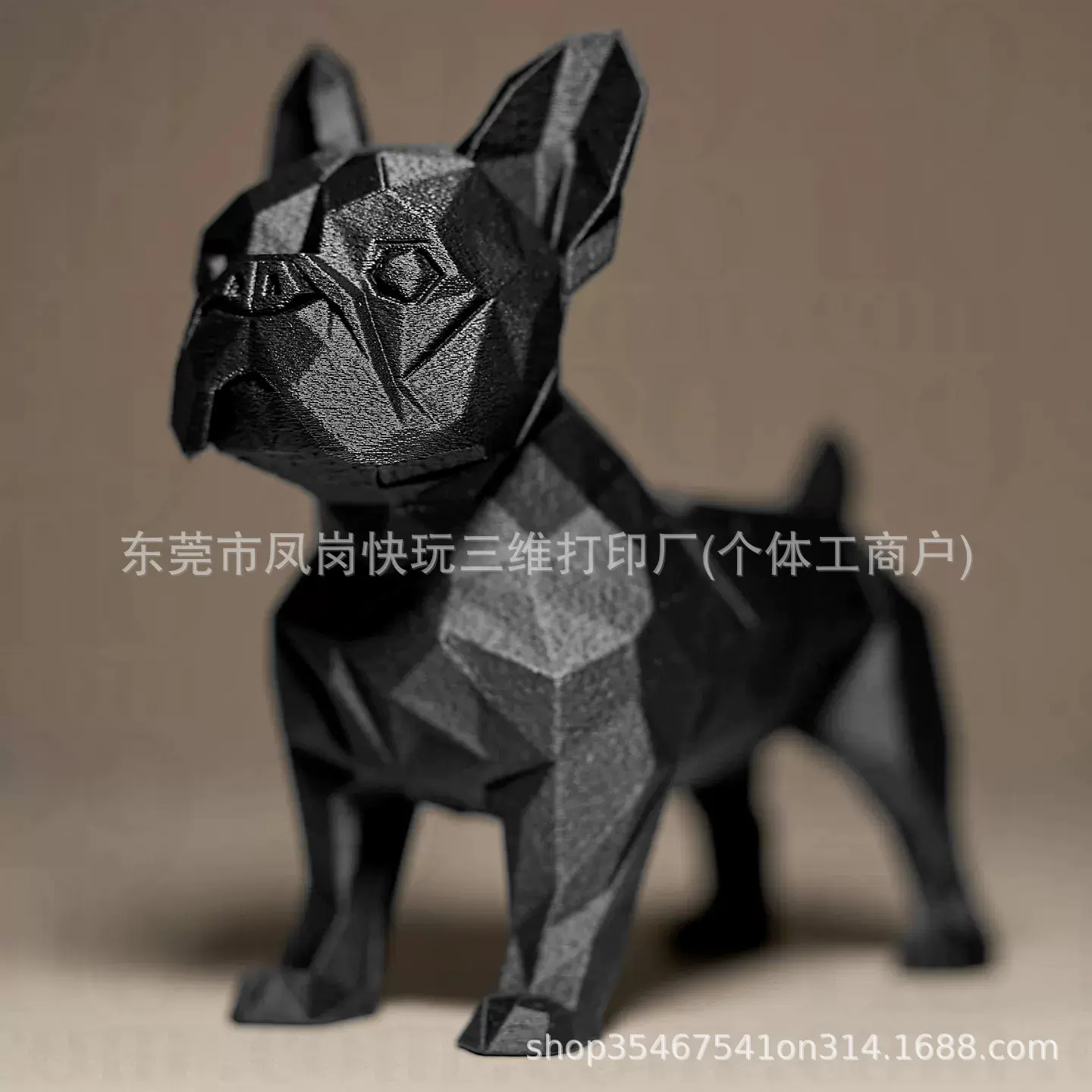 3D打印法斗犬几何雕塑家居办公俱乐部环境装饰桌面摆件现代艺术风
