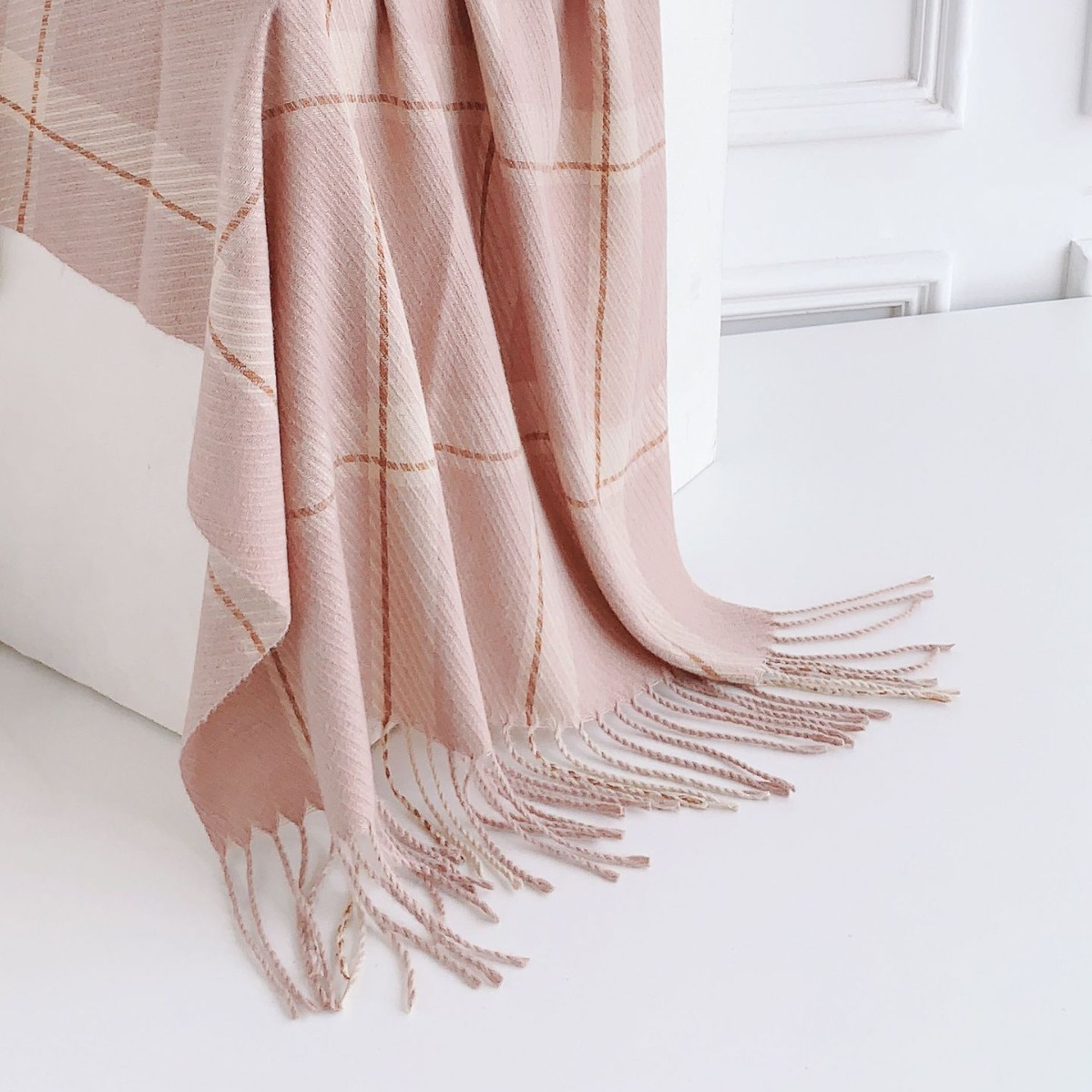 Bufanda de Otoño 2025 para Mujer, Estilo Coreano y Japonés, Retro, Imitación de Cachemira, Cálida, con Flecos, a Cuadros, Versátil, Delgada, para Primavera y Otoño