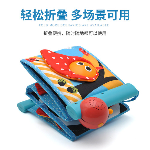 Baby cloth rattling paper picture album cloth book washable teething tape book bed fence car hanging toy