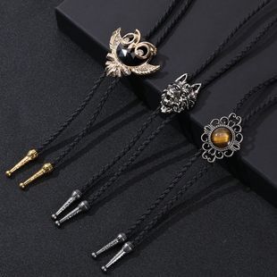 Cross Border Temu Southwest Totem Polo Tie Vintage Metal Alloy Gem Pendant Necklace Hip Hop sweater chain