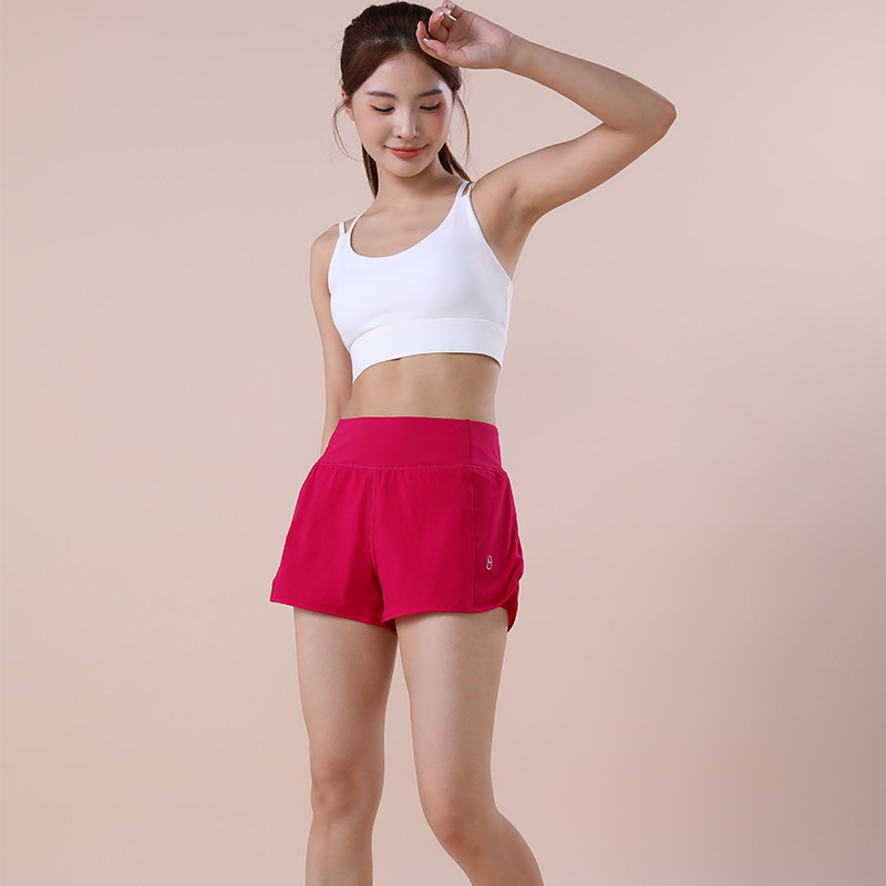 春夏口袋瑜伽短裤女热裤运动高腰健身带内衬田径马拉松跑步三分裤|undefined
