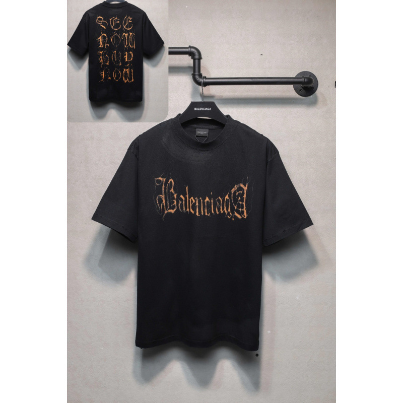25ssクロスボーダー高品質タワーテーププリントレタードダメージ半袖Tシャツゆったり万能ワンピース卸売|undefined