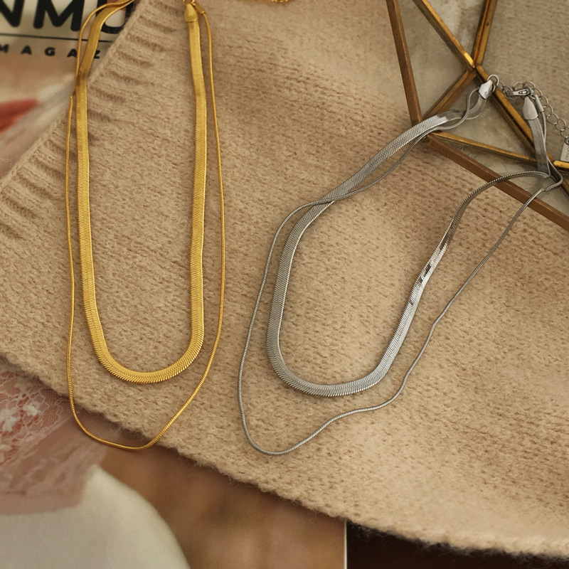 Fashion Snakeskin Copper Layered Necklaces Plating Copper Necklaces