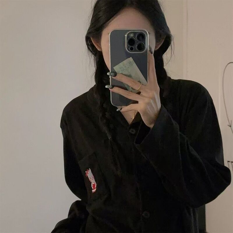韩版简约风黑色Kitty猫睡衣女冬季德绒保暖长袖套装美少女家居服|undefined