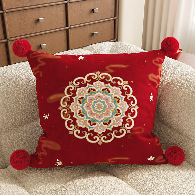 Sofá de sala de estar rojo de alto nivel, funda de almohada desmontable, almohada de cintura lavable, sofá de cabecera de dormitorio de alto nivel, almohada con núcleo