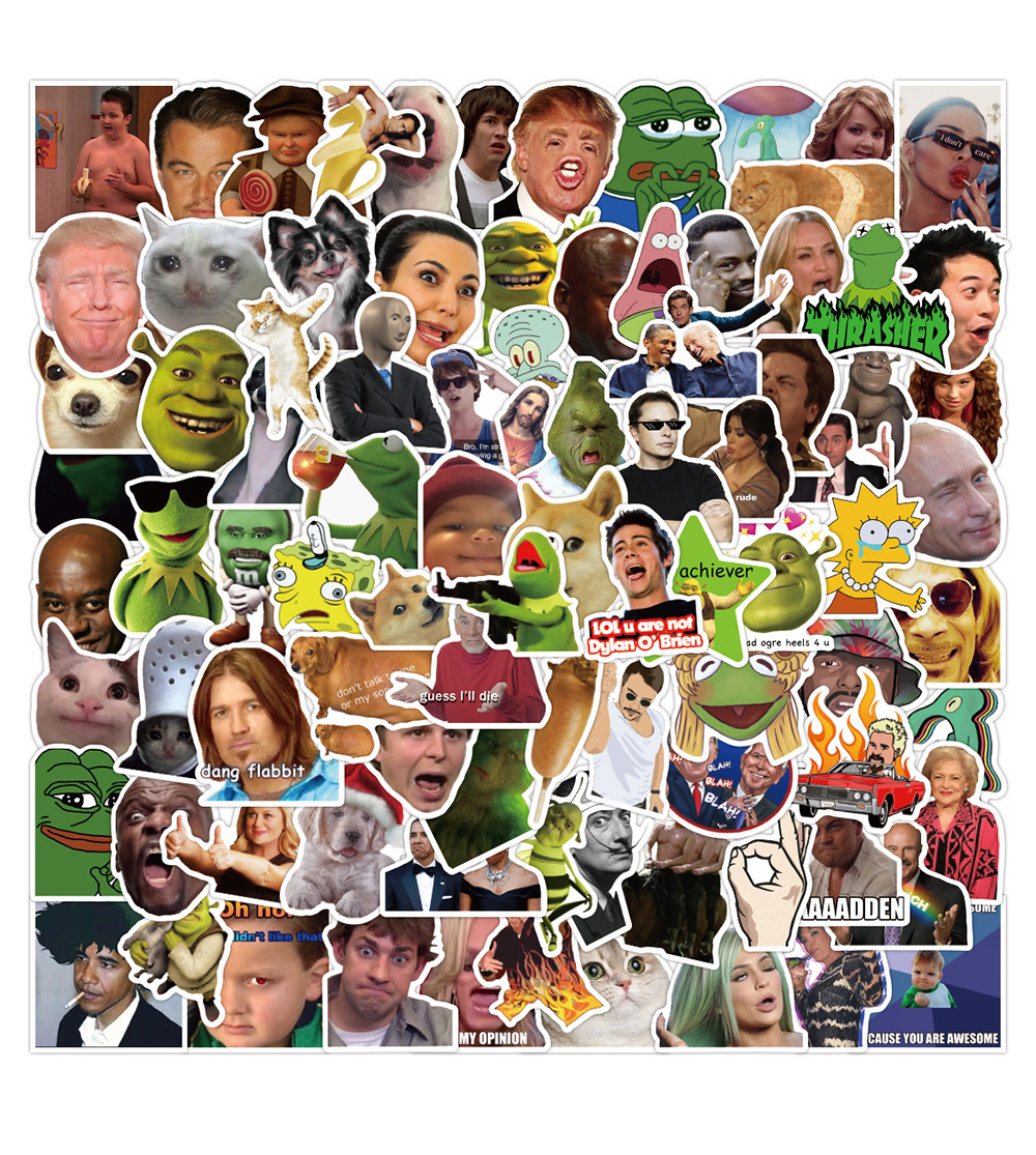 网红脸Funny Meme防水100张贴纸行李箱笔记本滑板车水杯 贴纸批发-阿里巴巴