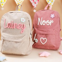 ETSY クロスボーダーホットセールパーソナライズされた名前ロゴ編集可能な文字フランネル大容量バックパックロープ刺繍スクールバッグ